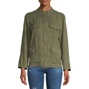 SANCTUARY Fray-Trimmed Shirt Jacket, Fatigue, XS